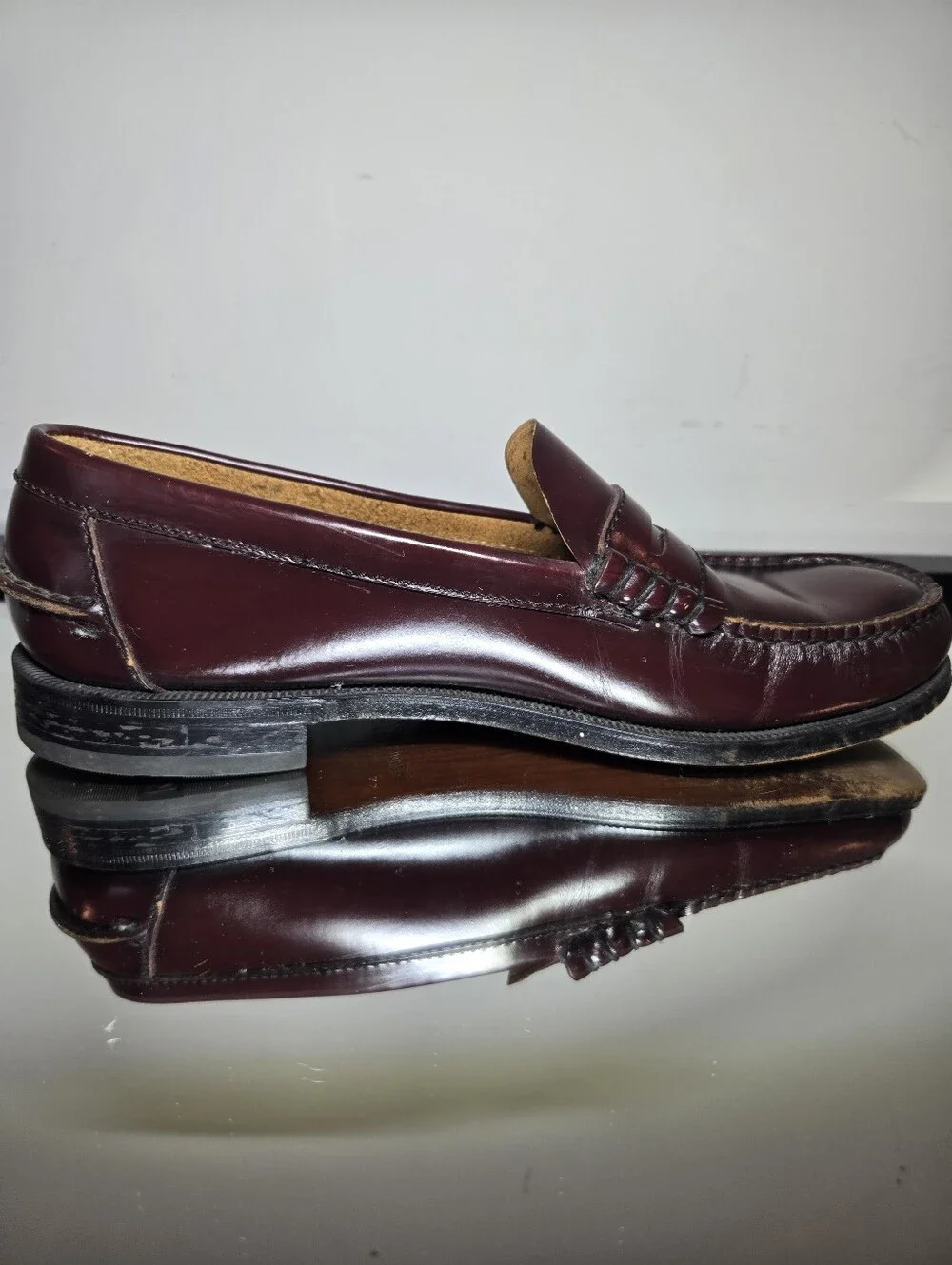 Florsheim Berkley Penny Loafers Men's 9 Mock Toe Burgundy Slip On Classic Preppy